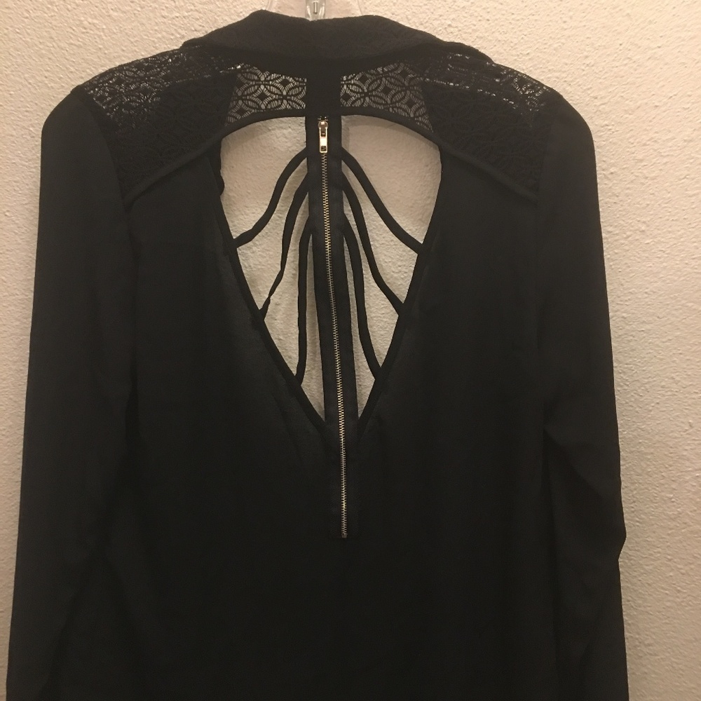 Imaginary Voyage Long Sleeve Black Blouse  (A-12)